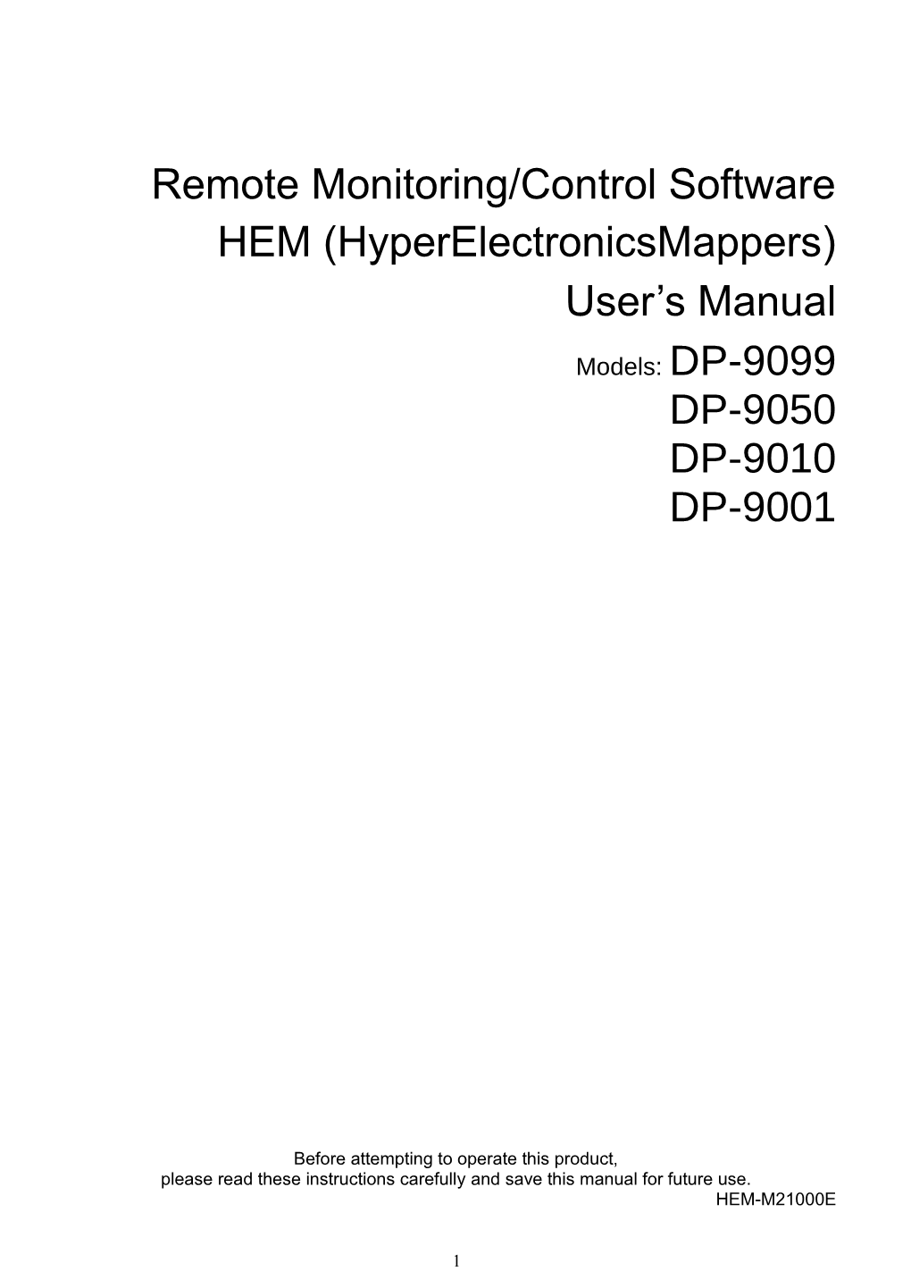 Remote Monitoring/Control Software