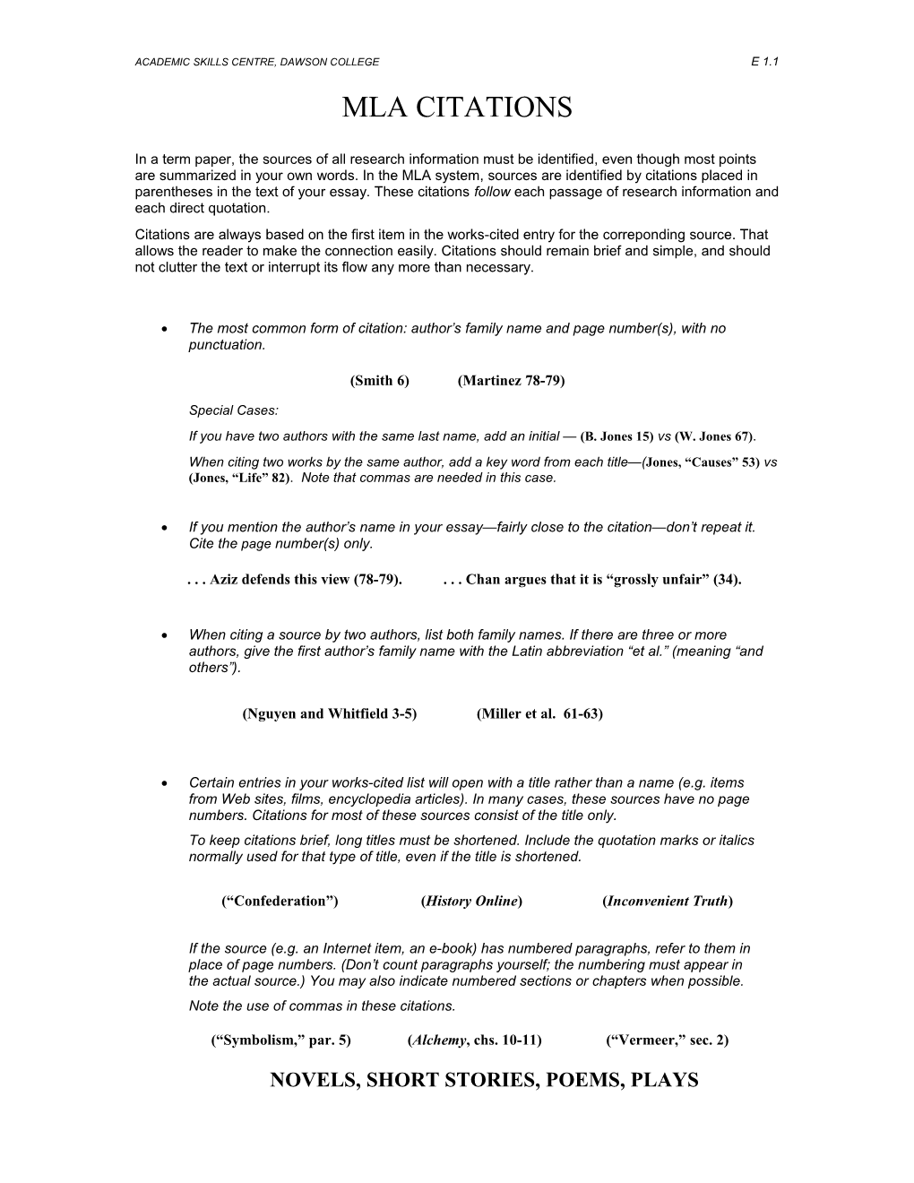 Mla Parenthetic Citations