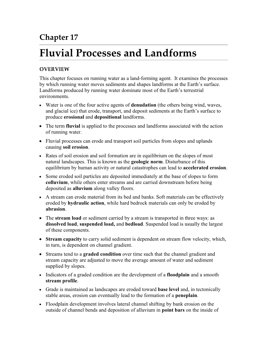 Fluvial Processes and Landforms