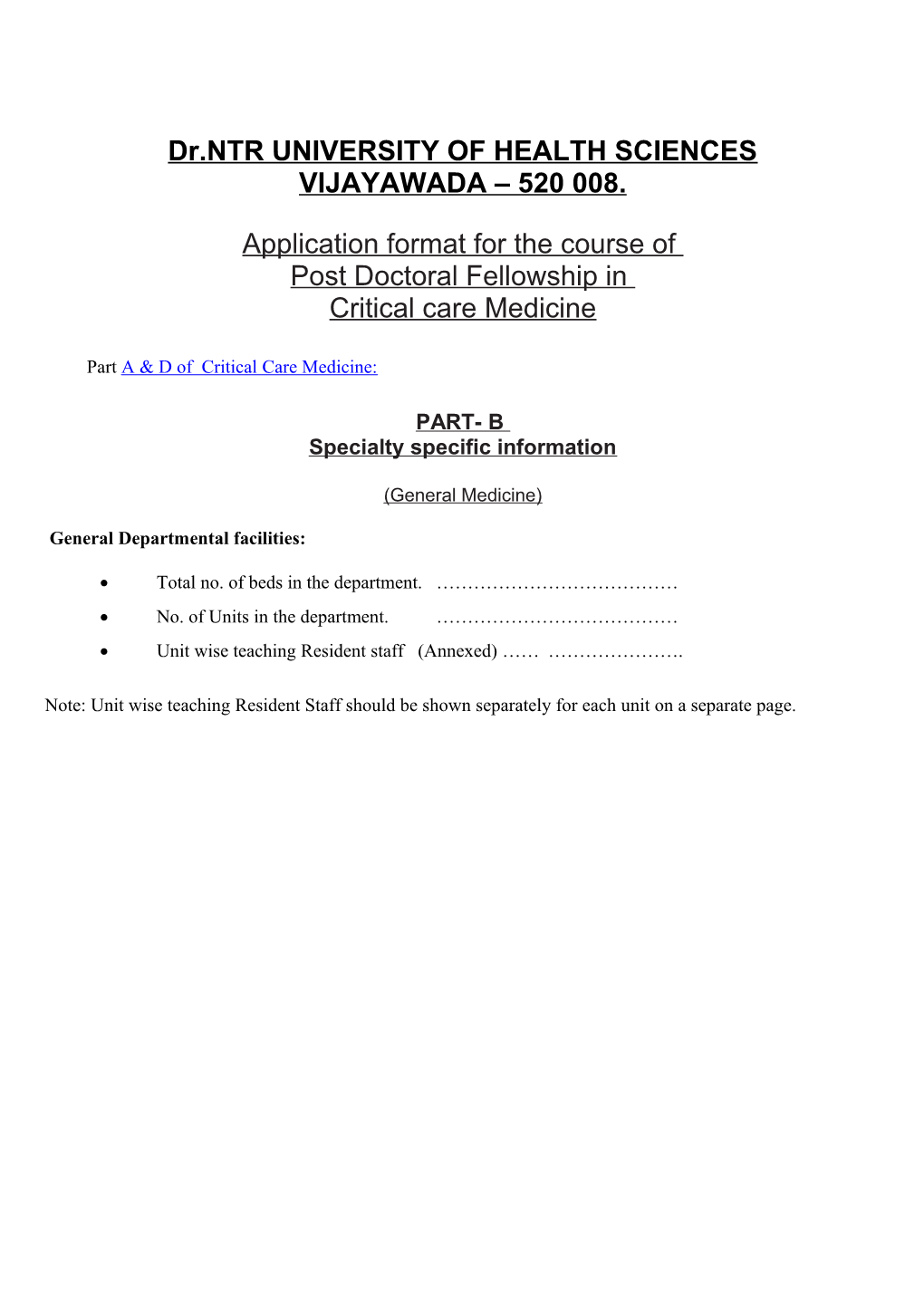 Standard Assessment Form for Postgraduate Courses