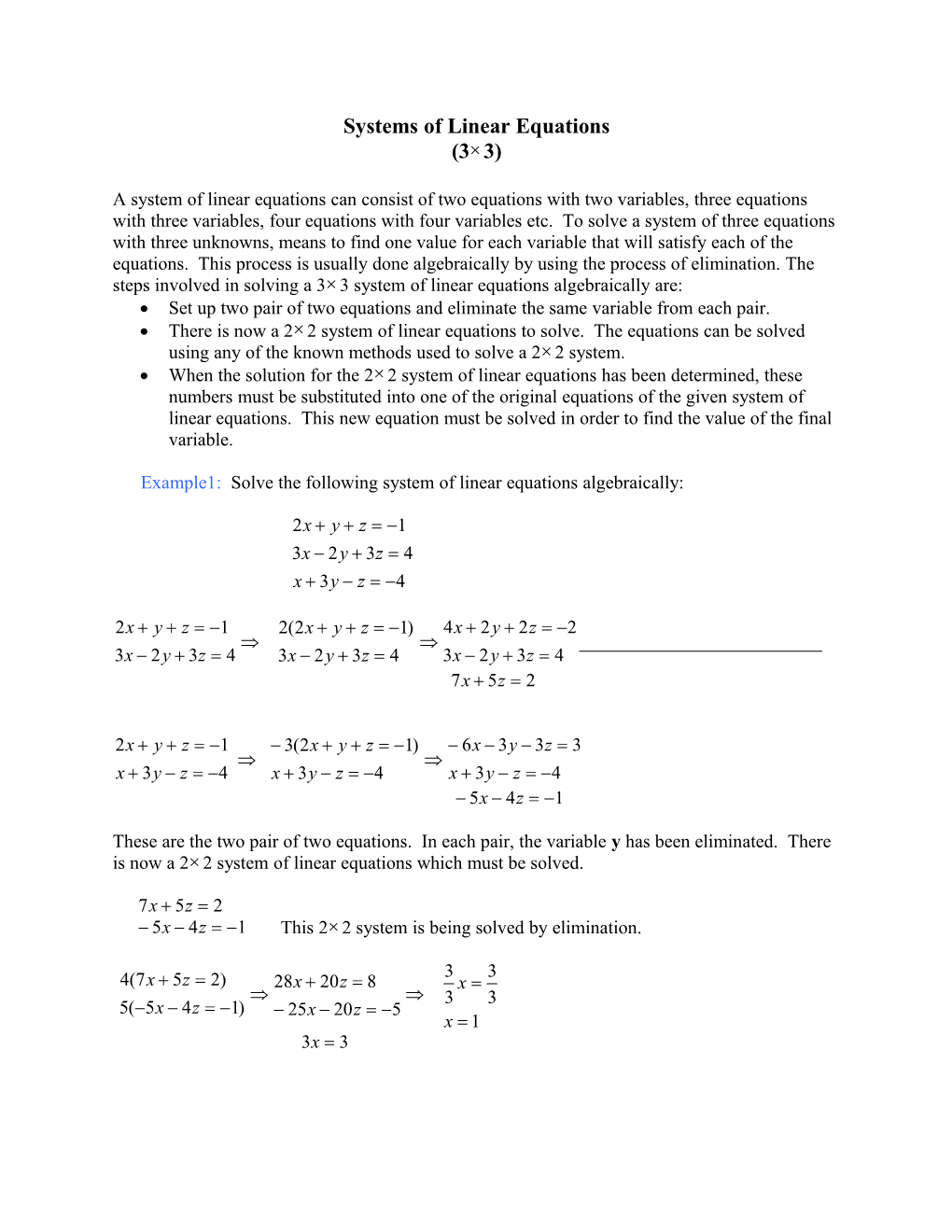 Systems of Linear Equations