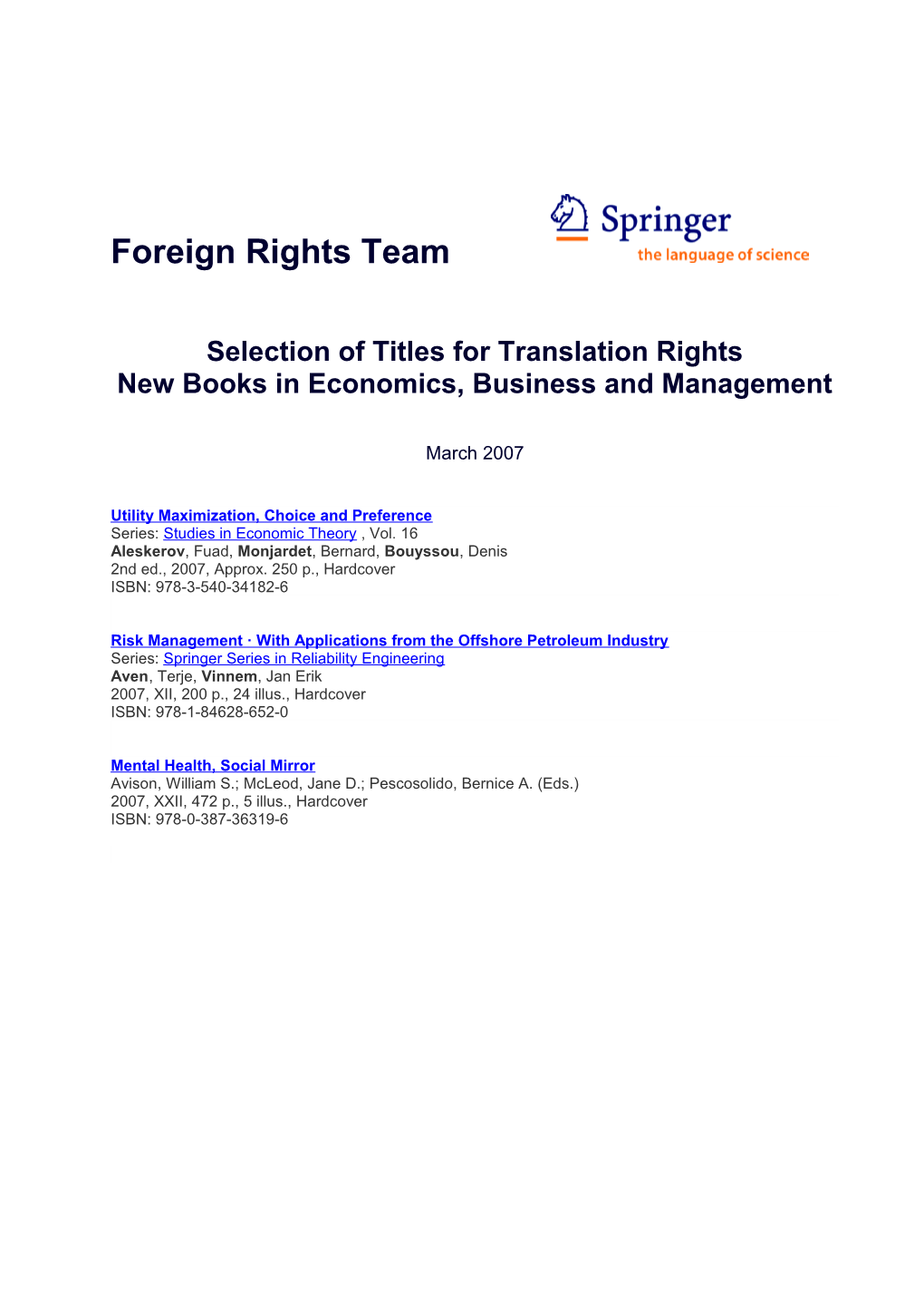 Foreign Rights Team