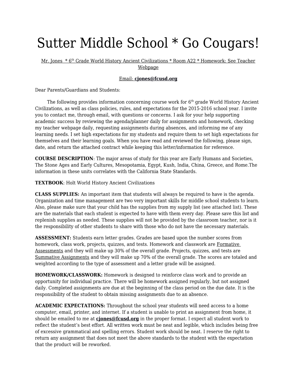 Sutter Middle School * Go Cougars!