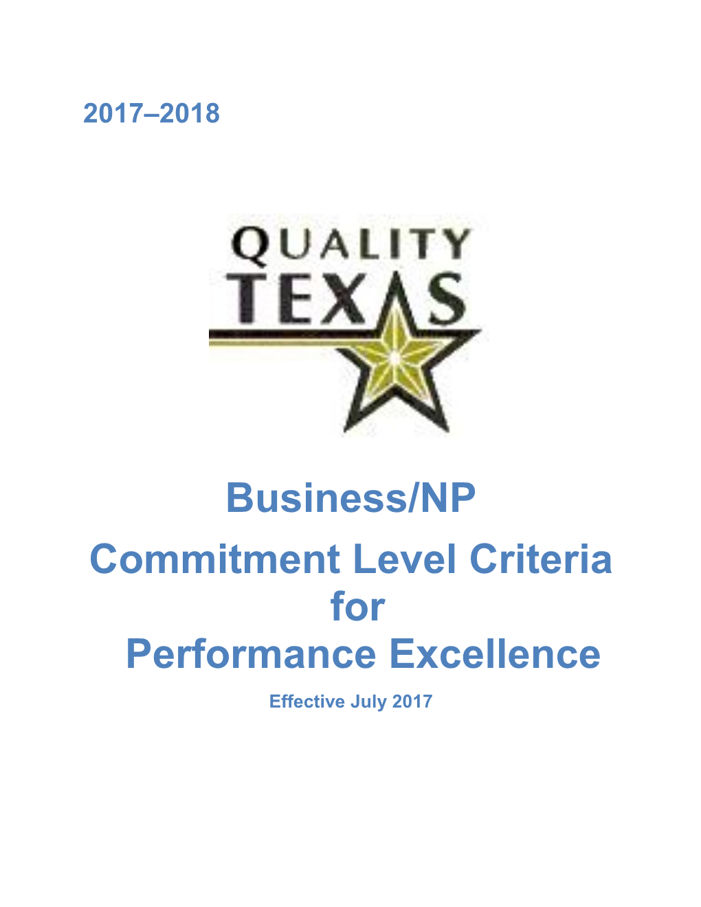 Commitment Level Criteriafor Performance Excellence