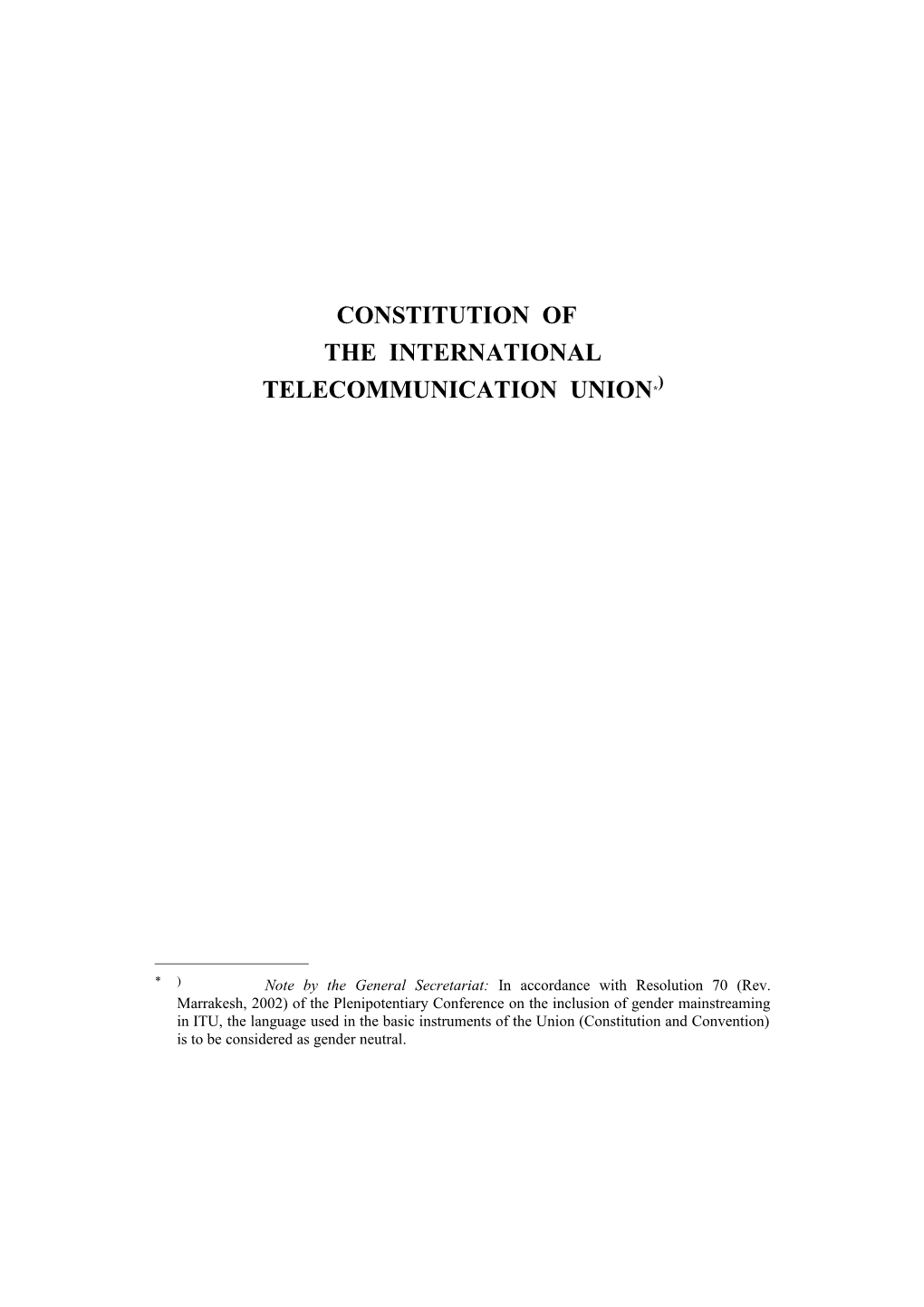 Constitution of the International Telecommunication Union