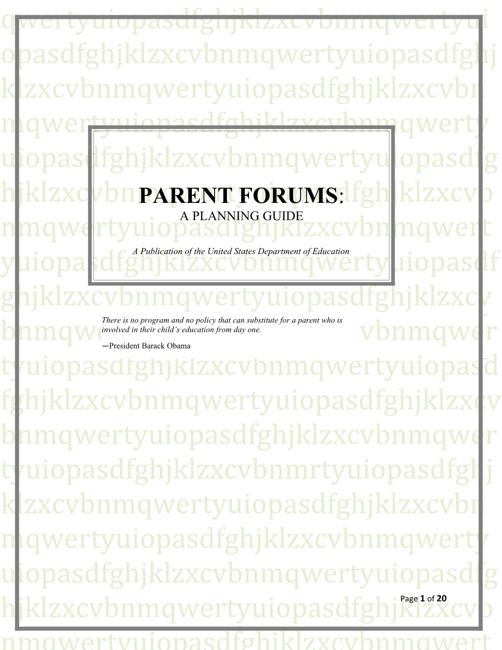 The Planning Guide to Parent Forums