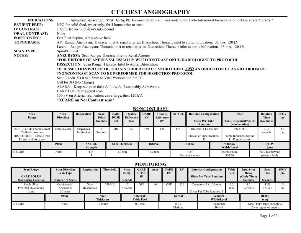 Ct Chest Angiography