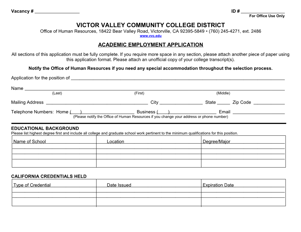 Victor Valley Community College District s1