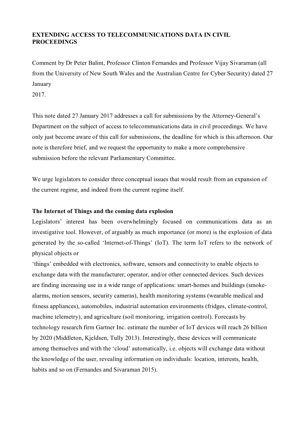 Section 280 Submission UNSW and Australian Centre for Cyber Security