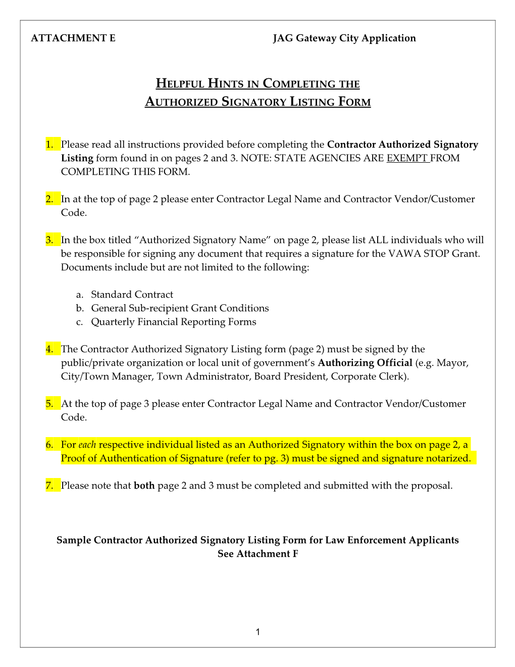ATTACHMENT E JAG Gateway City Application