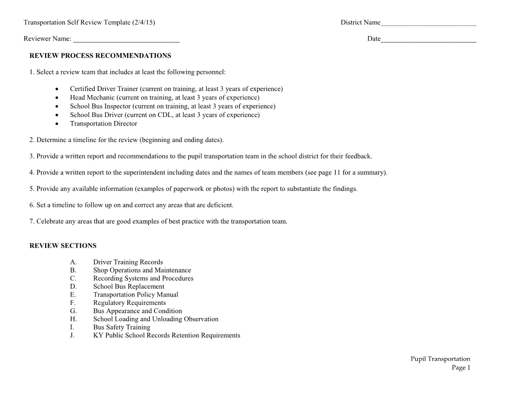 2015 Transportation Self Reviewtemplate