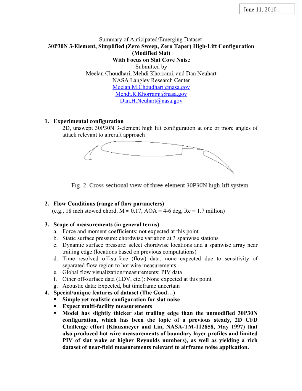 30P30N 3-Element, Simplified (Zero Sweep, Zero Taper) High-Lift Configuration (Modified Slat)