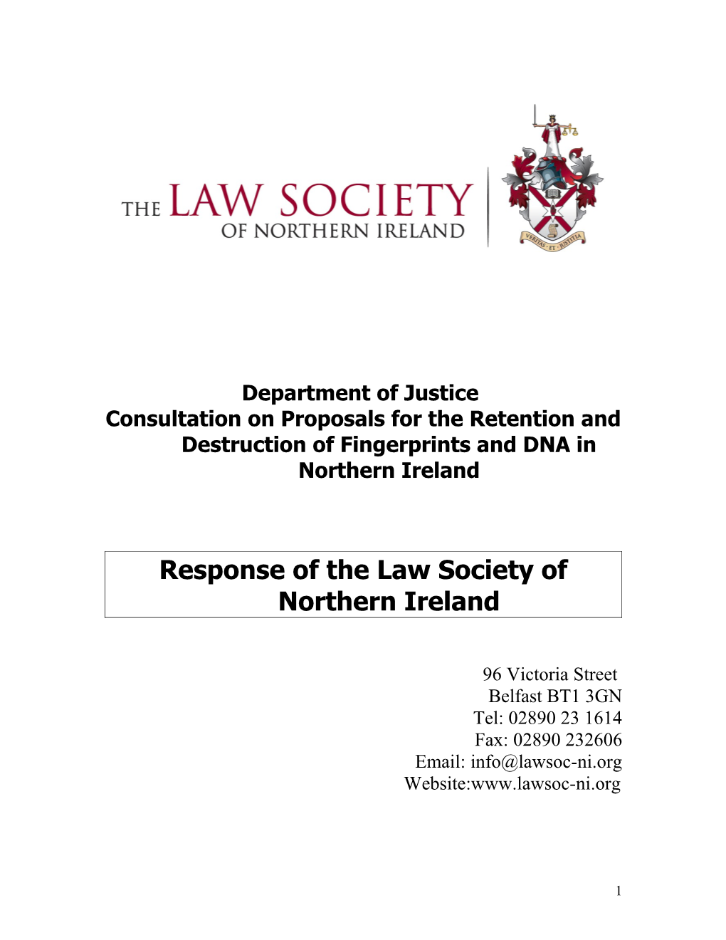 Response of the Law Society of Northern Ireland