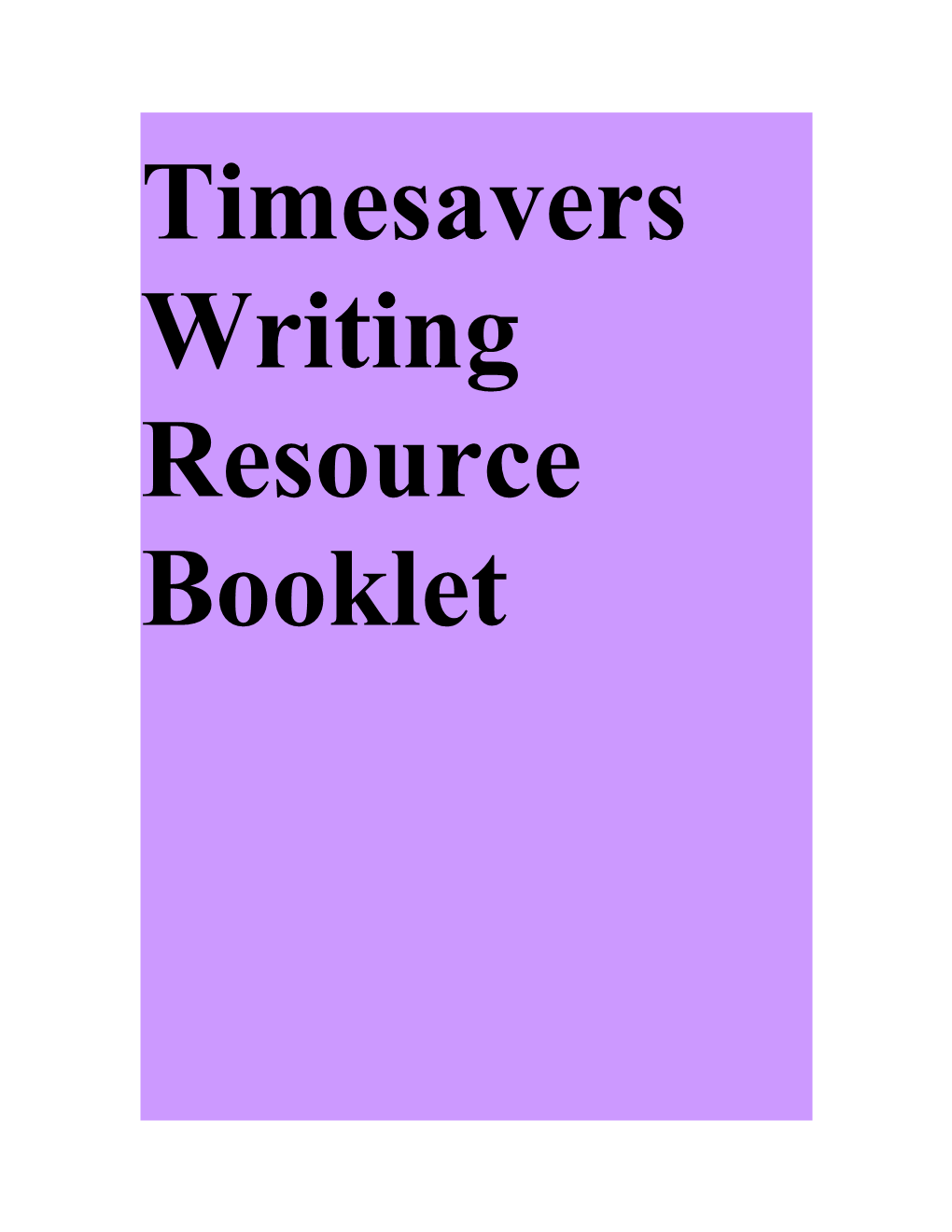 Timesavers Writing Resource Booklet