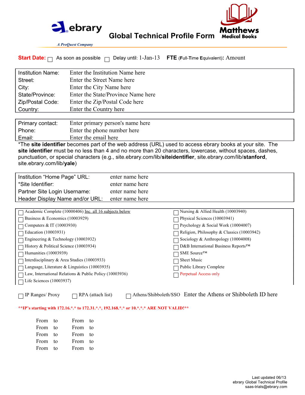 Global Technical Profile Form