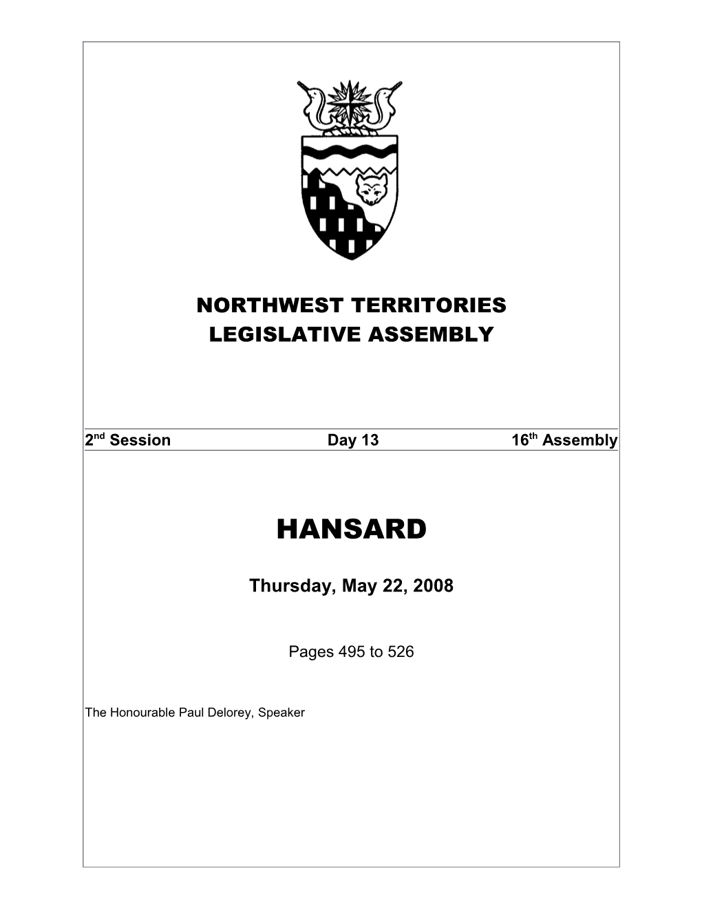 NWT HANSARD Blues s1