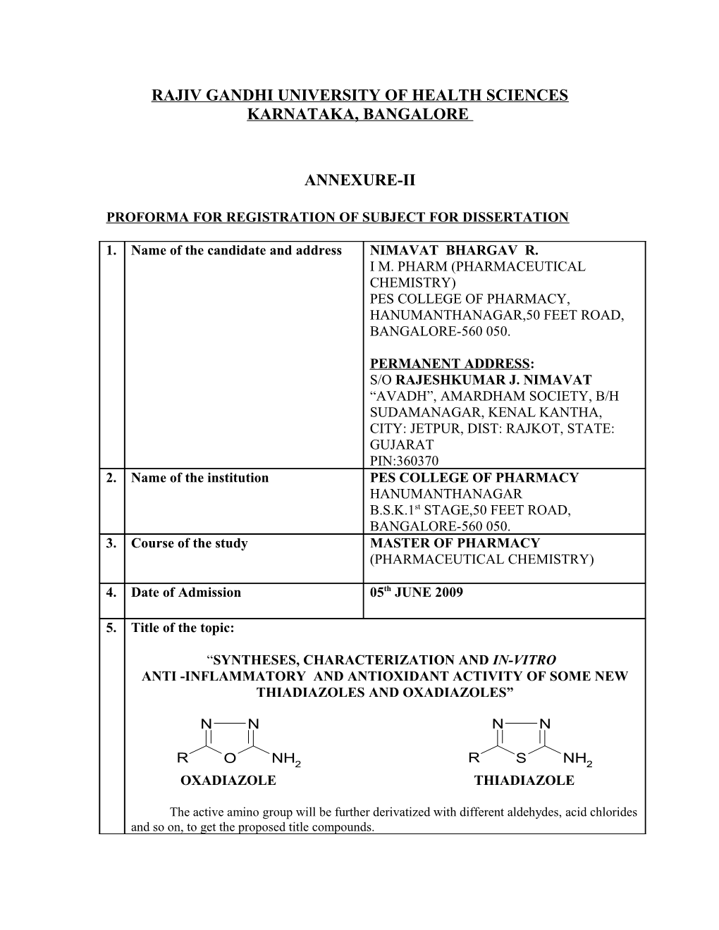 Synthesis and Characterization of Some Novel Pyrimidines for Analgesic and Anti -Inflammtory