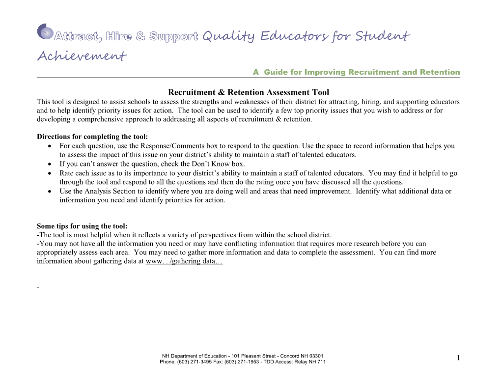 Recruitment & Retention Assessment Tool