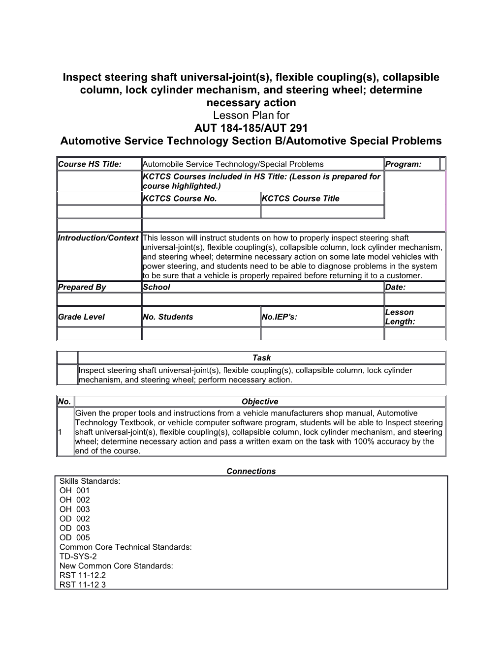 Automotive Service Technology Section B/Automotive Special Problems