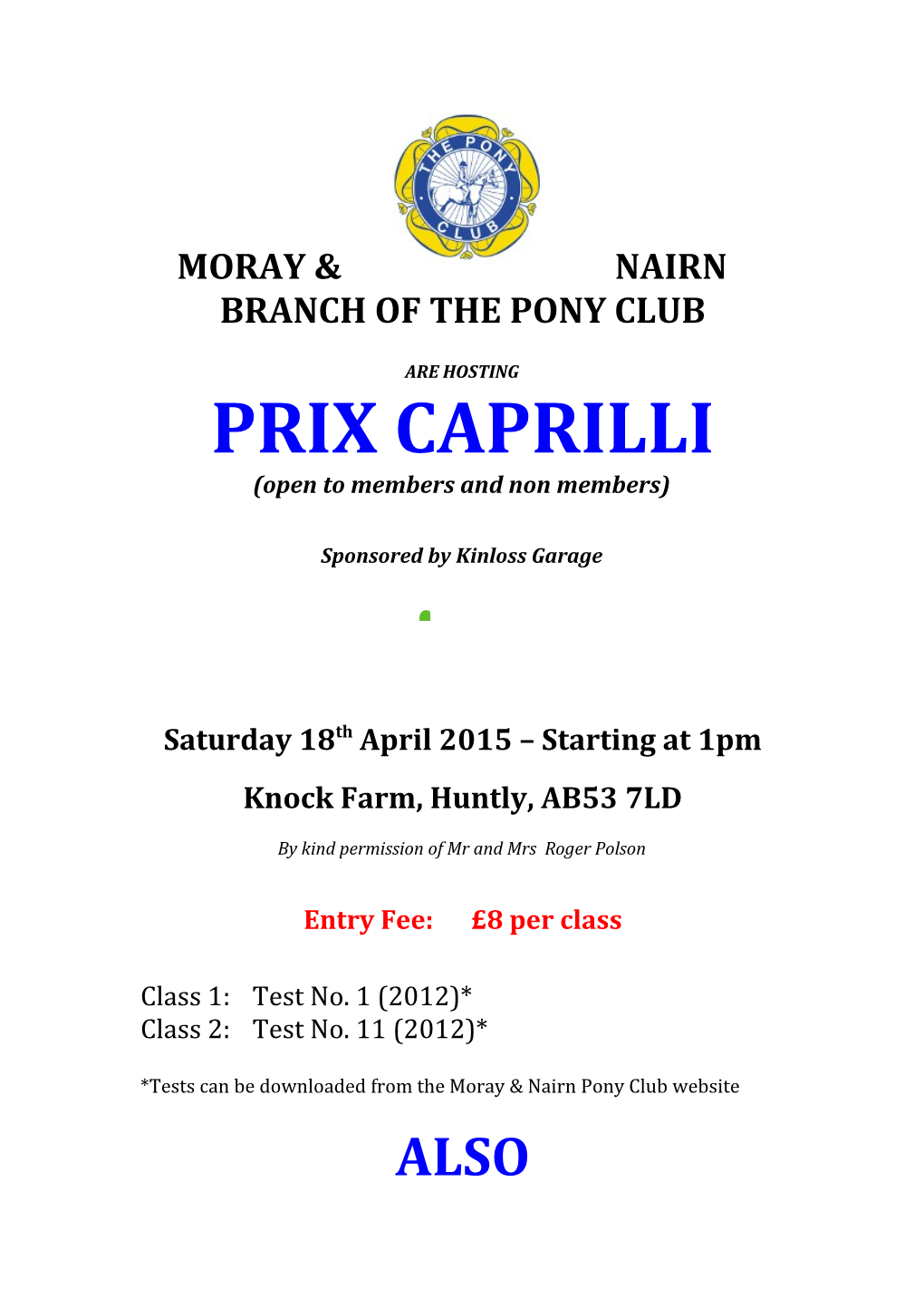 Moray & Nairn Branch of the Pony Club