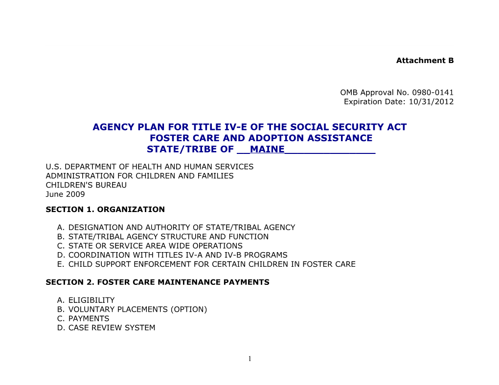 OMB Approval No. 0980-0141 Expiration Date: 10/31/2012