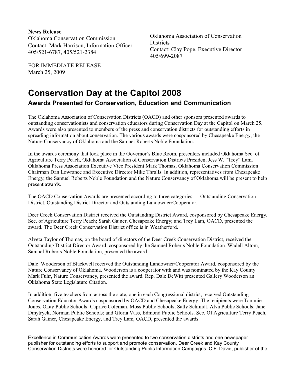 Conservation Day at the Capitol 2008