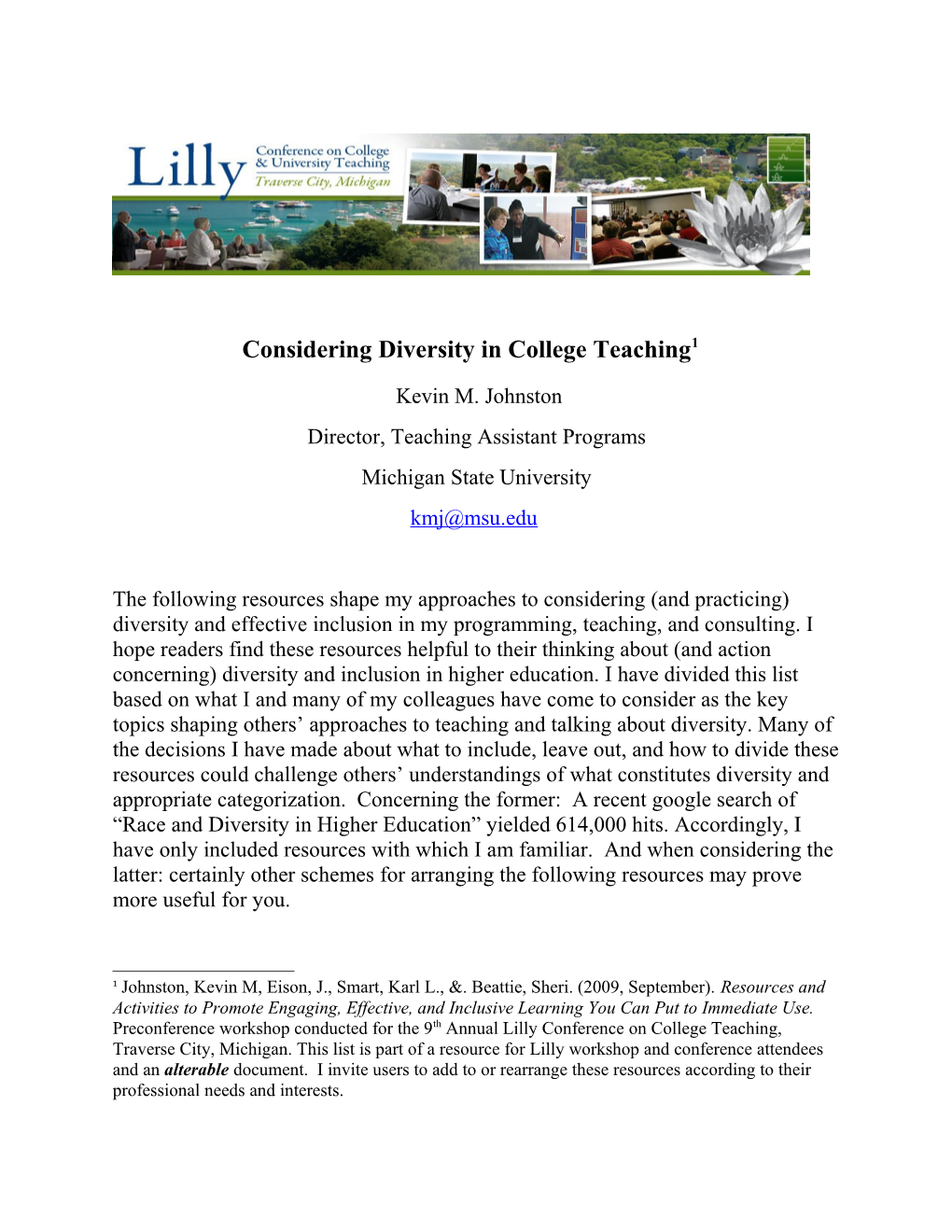 Considering Diversity in College Teaching 1
