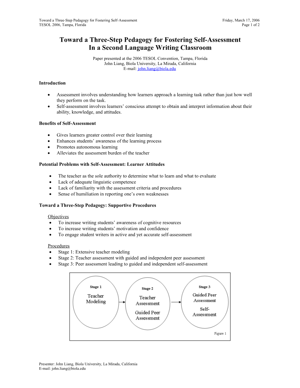 Toward a Three-Step Pedagogy for Fostering Self-Assessment s1