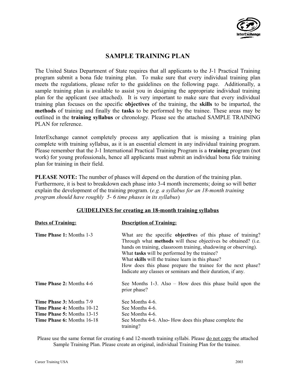 Creating a Bona Fide Training Plan
