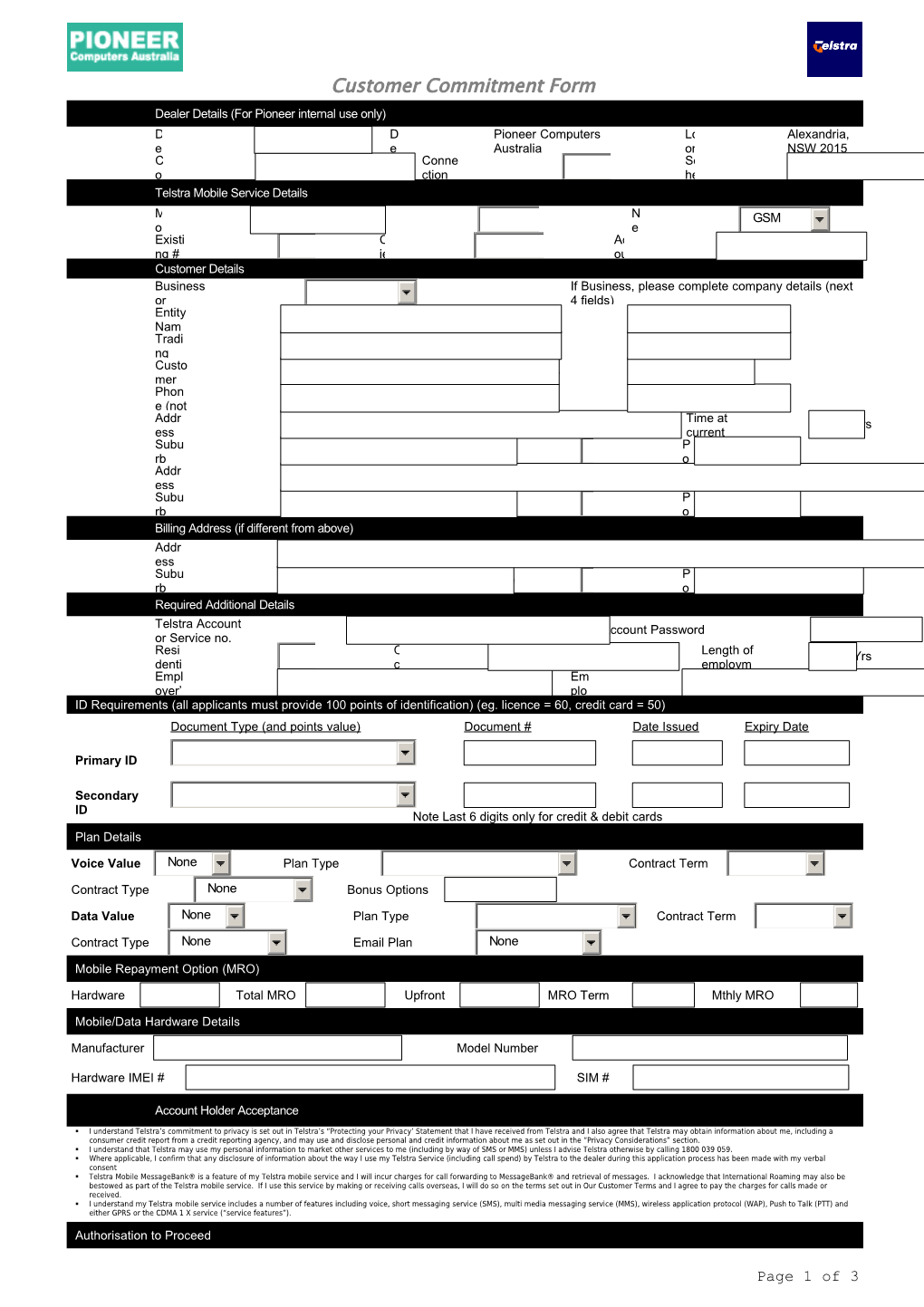 Please Email the Completed Form To: Or Fax to 02 9690 0333