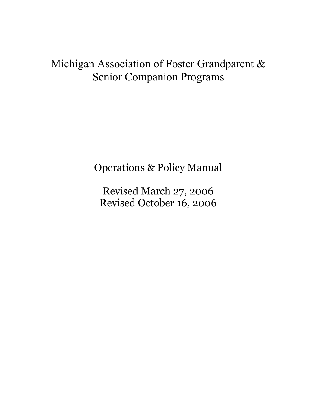 Michigan Association of Foster Grandparent & Senior Companion Programs