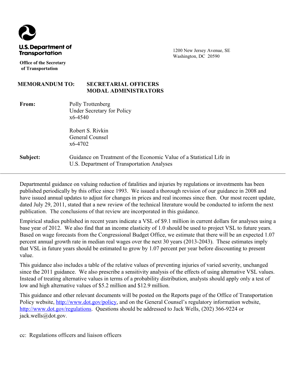 Memorandum To: Secretarial Officers