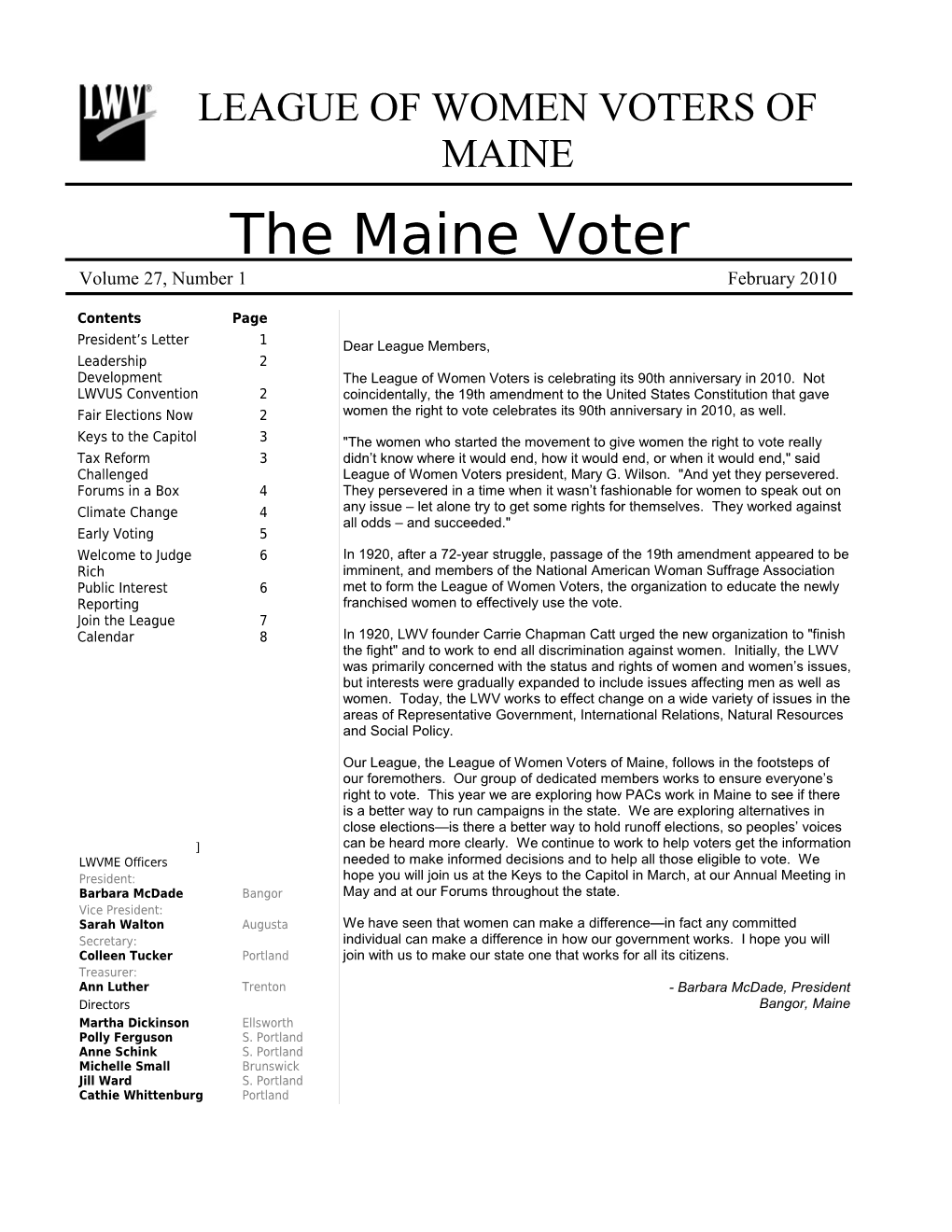 League of Women Voters of Maine