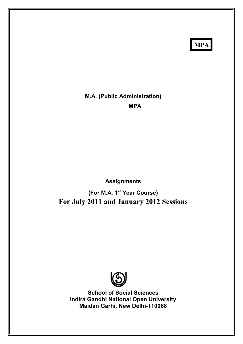 M.A. (Public Administration)MPA