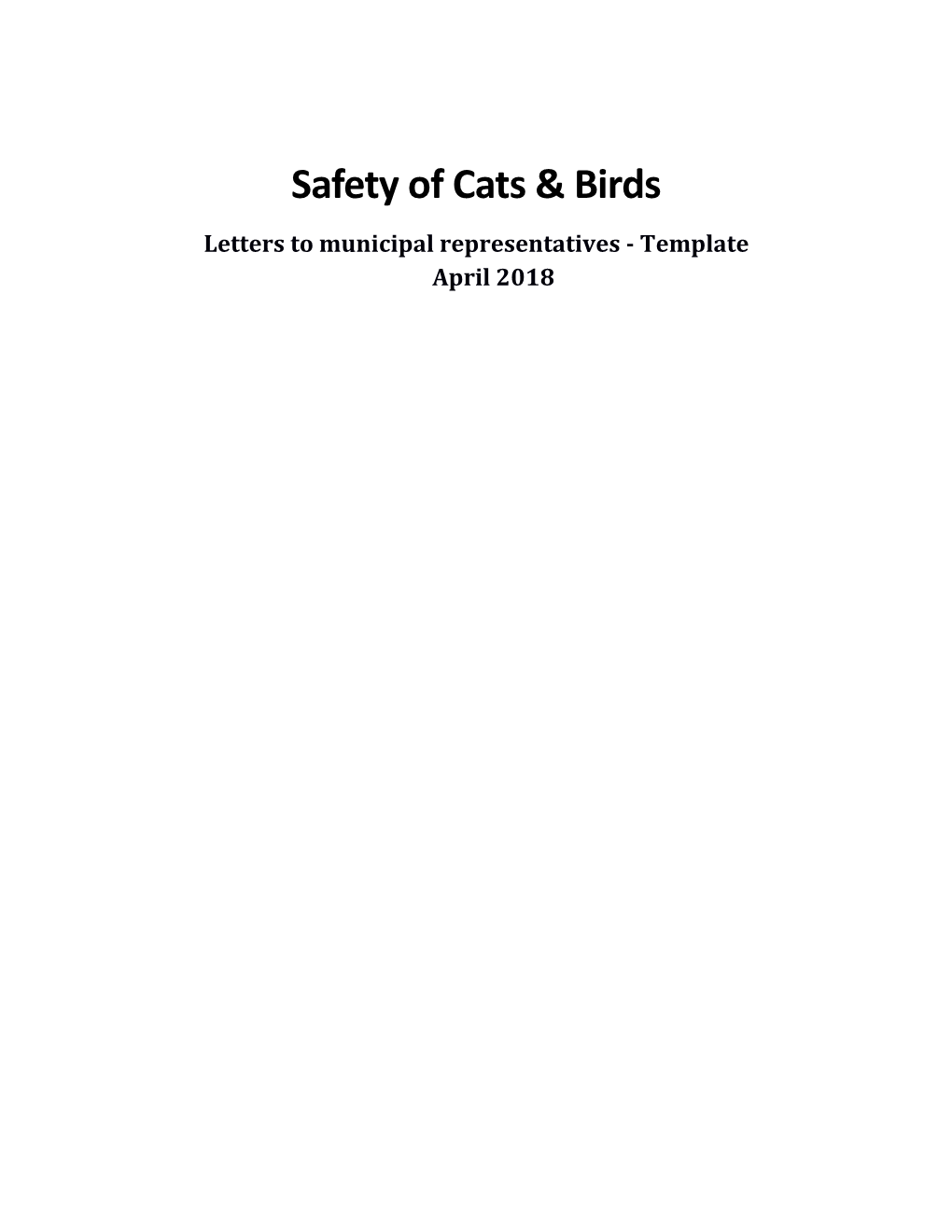 Letters to Municipal Representatives - Templateapril 2018