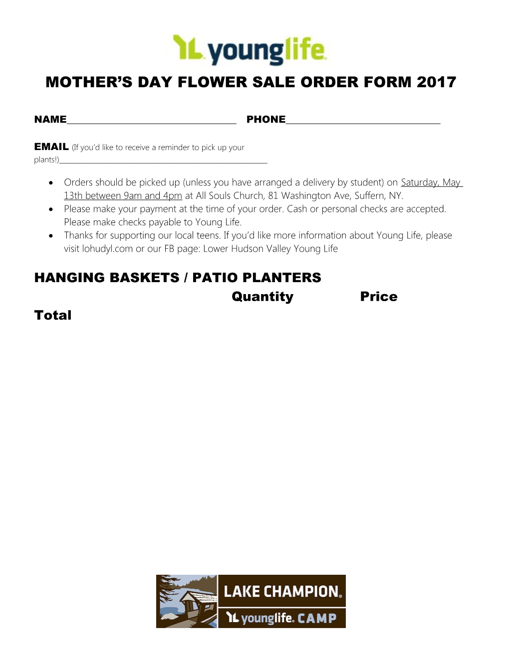 Mother S Day Flower Sale Order Form 2017