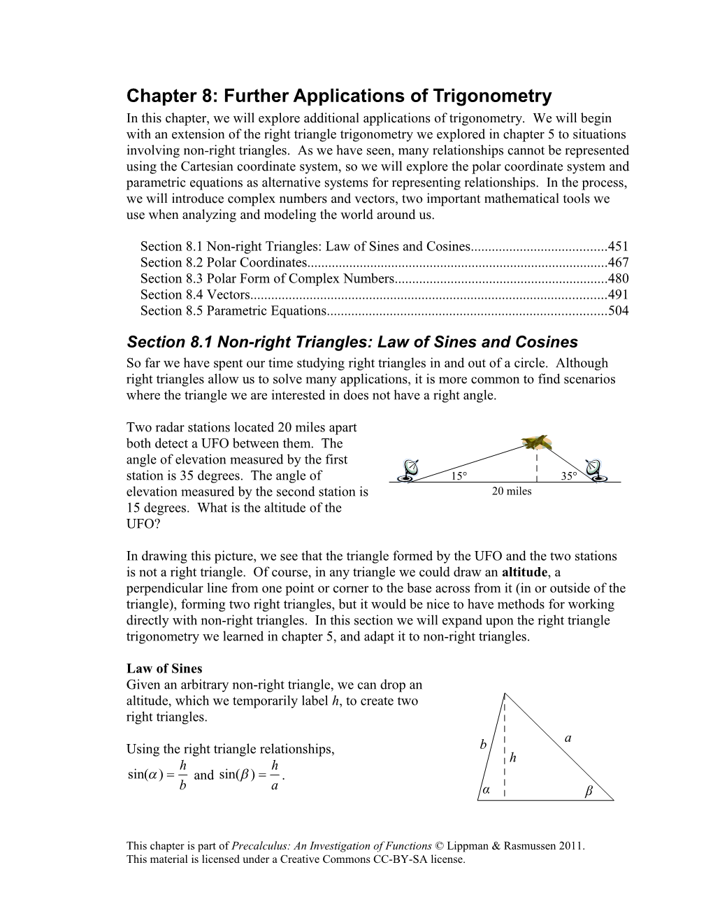 Chapter 8: Further Applications of Trigonometry