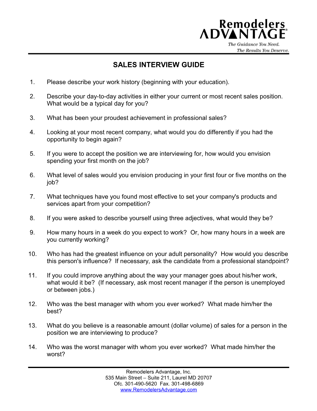 Sales Interview Guide