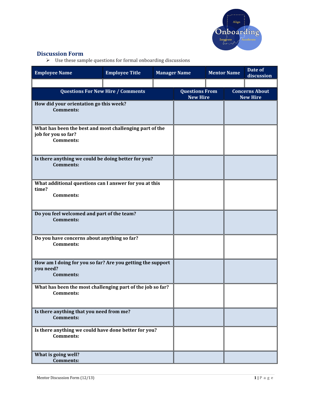 Use These Sample Questions for Formal Onboarding Discussions