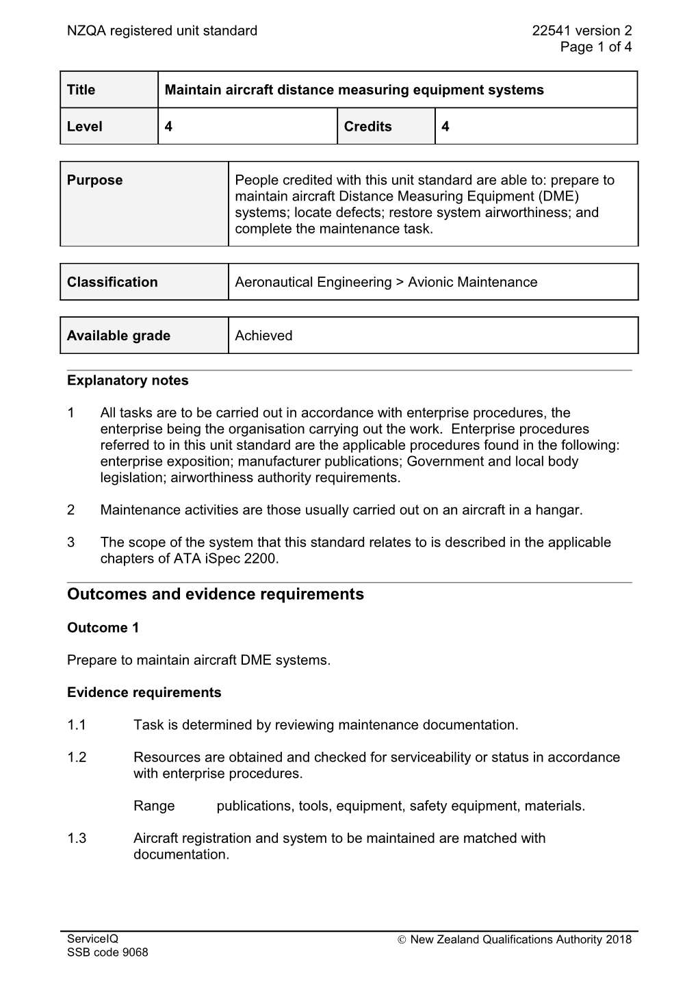 22541 Maintain Aircraft Distance Measuring Equipment Systems