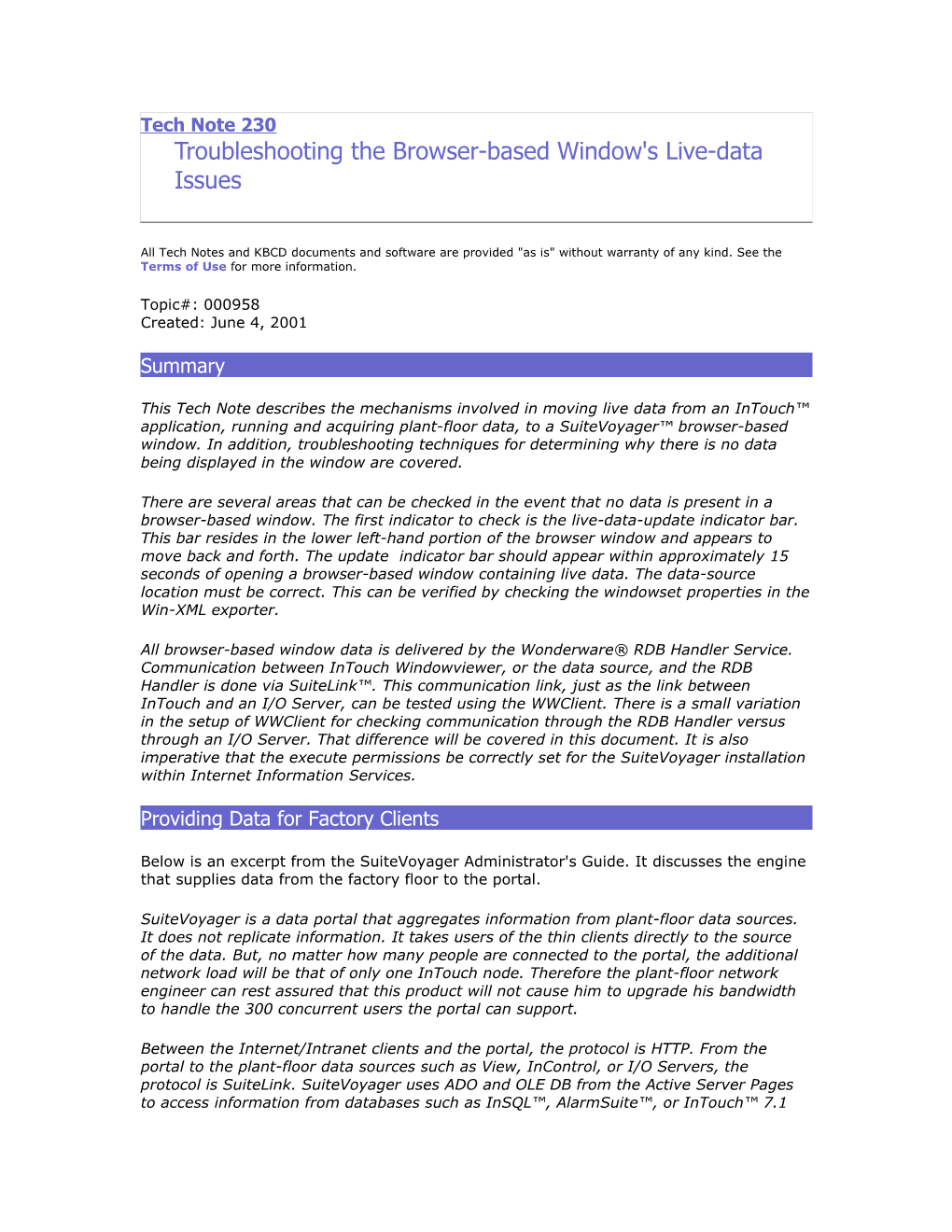 Tech Note 230Troubleshooting the Browser-Based Window's Live-Data Issues