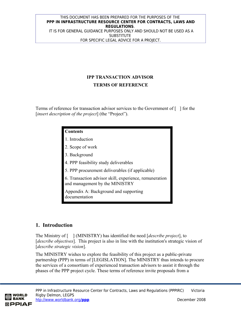 Transaction Advisor Terms