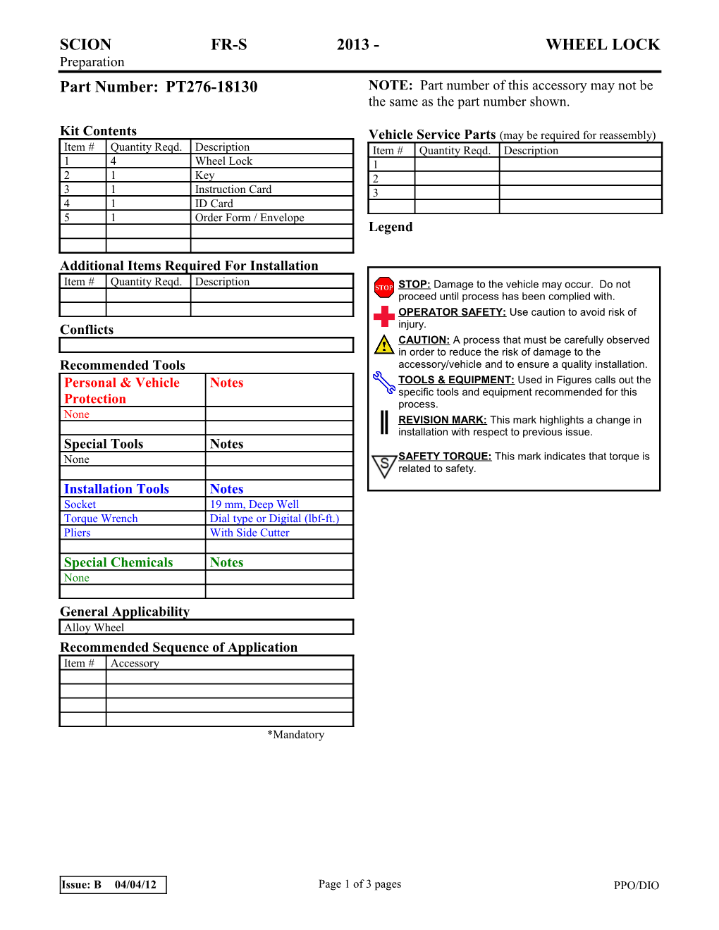 Accessory Installation Instrucution Template - 2004 s2