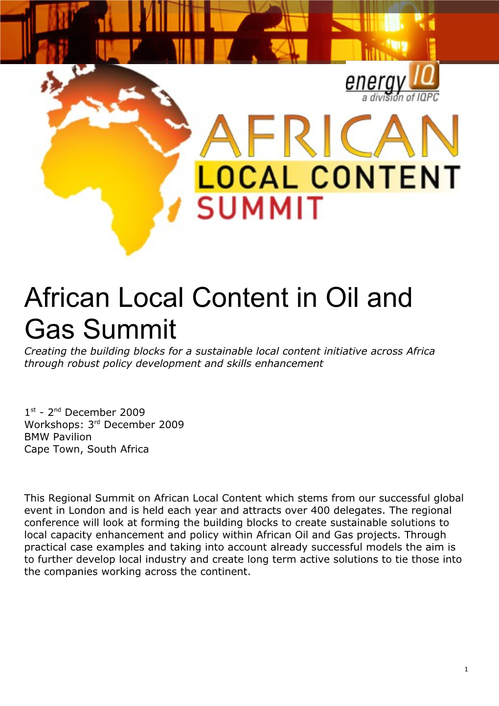 African Local Content in Oil and Gas Summit