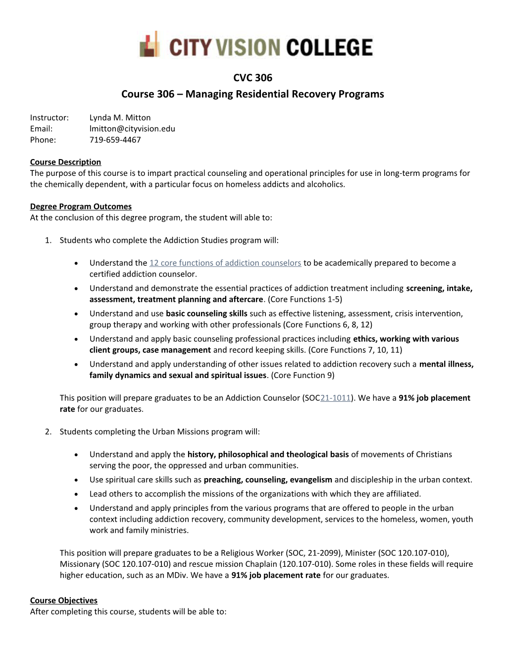 City Vision Syllabus