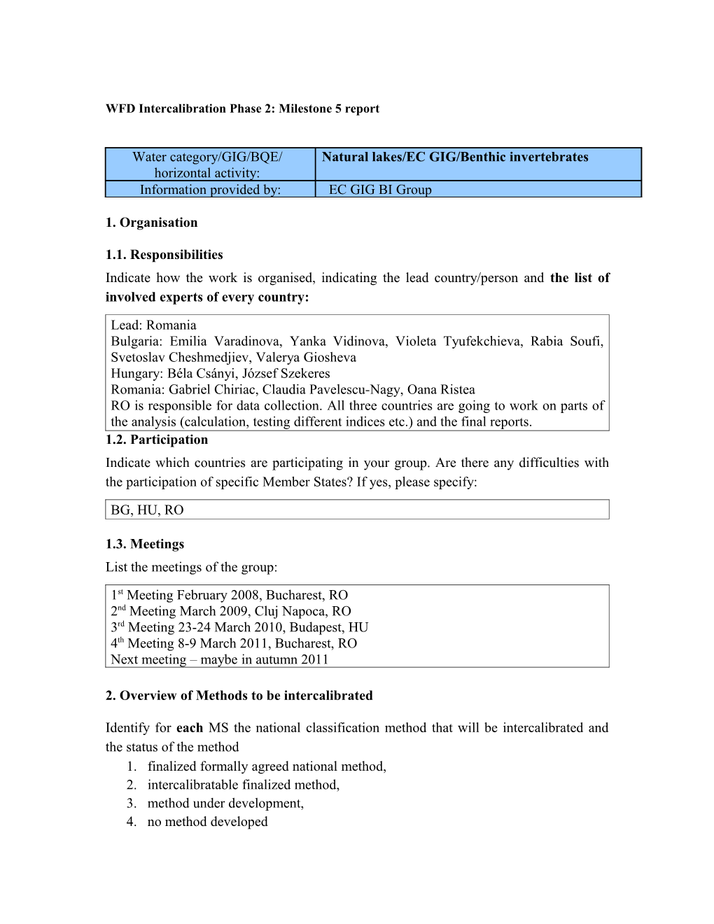 WFD Intercalibration Phase 2: Milestone 5 Report