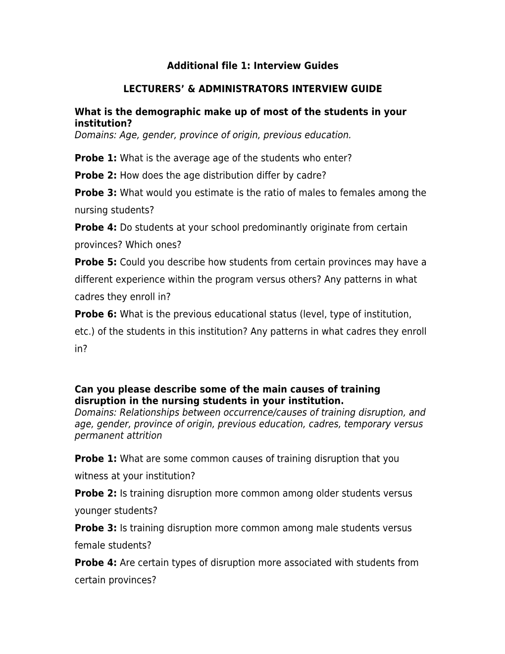 Lecturers & Administrators Interview Guide