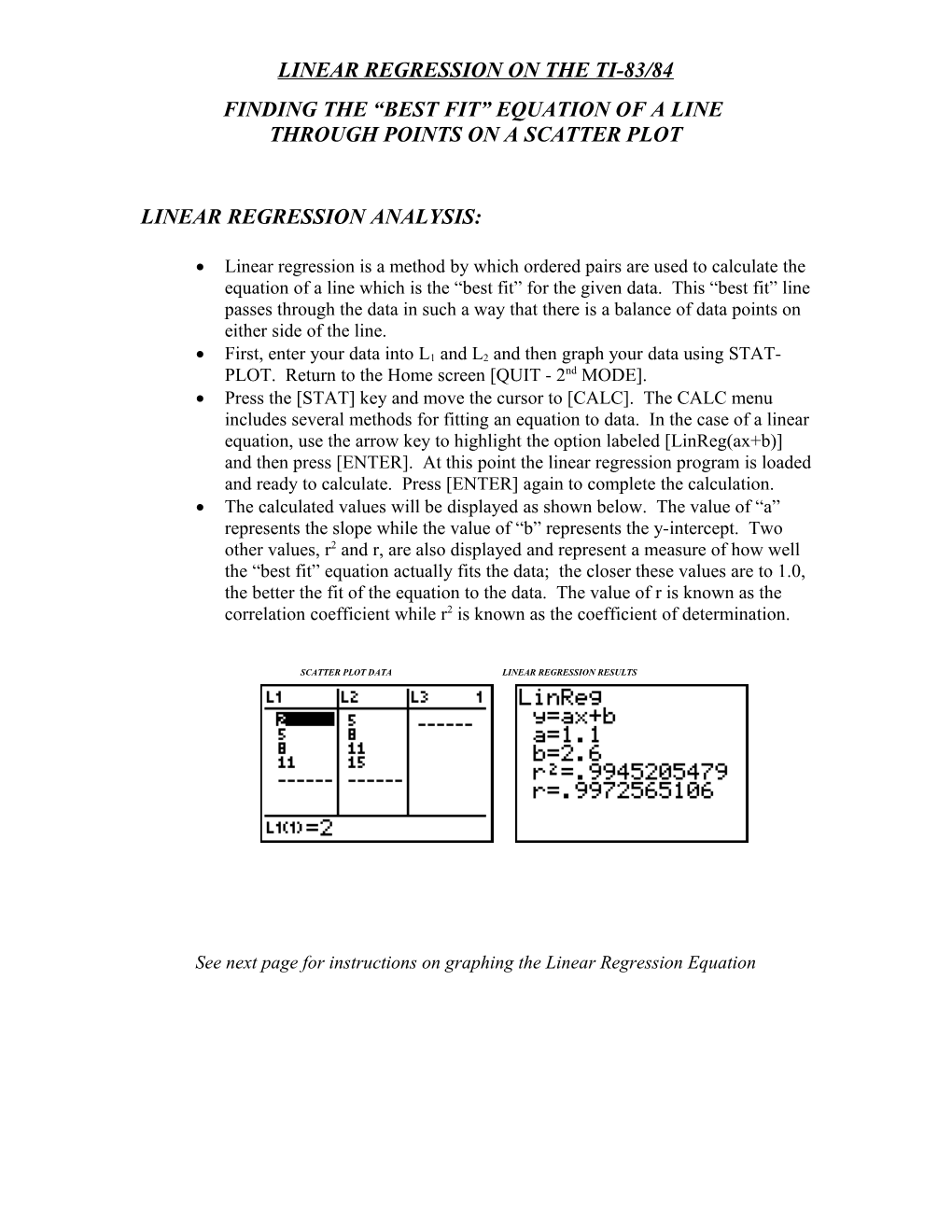 Linear Regression on the Ti-83