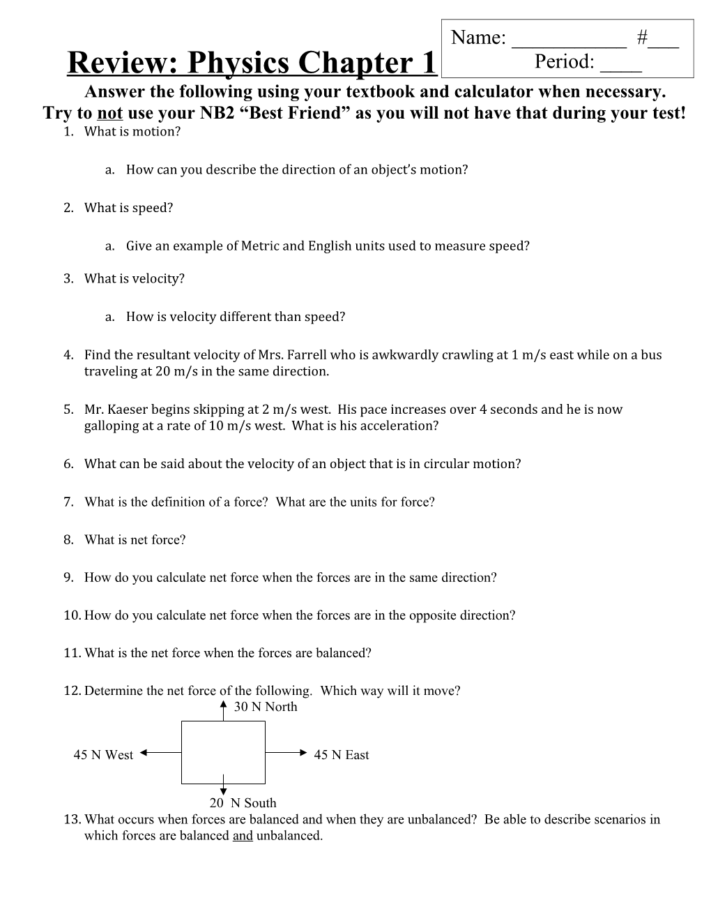 Study Guide for Friction Quiz