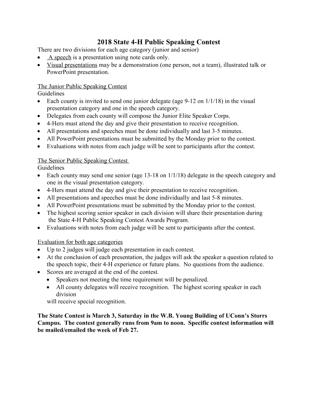 2018State 4-H Public Speaking Contest